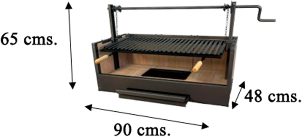 Imex El Zorro – Cajón Barbacoa con Ladrillo Refractario | 90x48x65 cm | Estructura Robusta de Acero y Alta Retención de Calor | Ideal para Barbacoas de Carbón y Leña en Exteriores