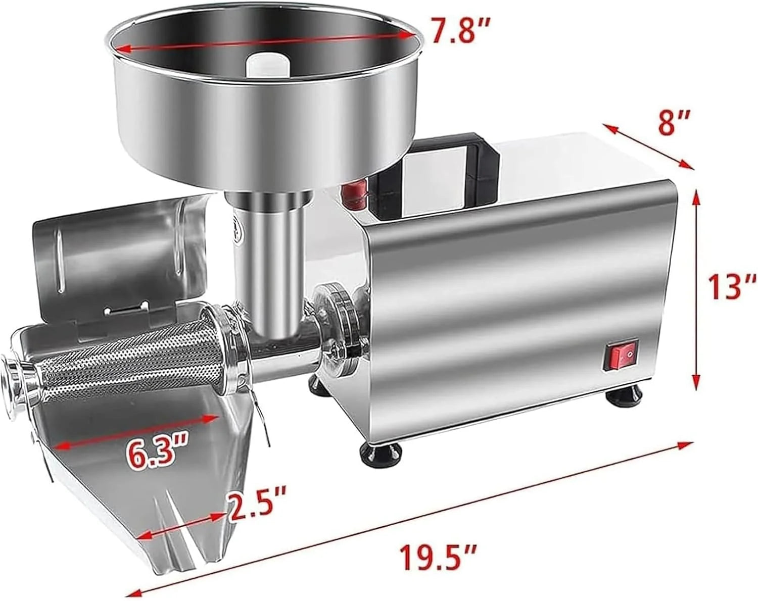 Prensa eléctrica de tomates y colador, procesador de alimentos comercial de acero inoxidable para salsa y jugo, 220 V