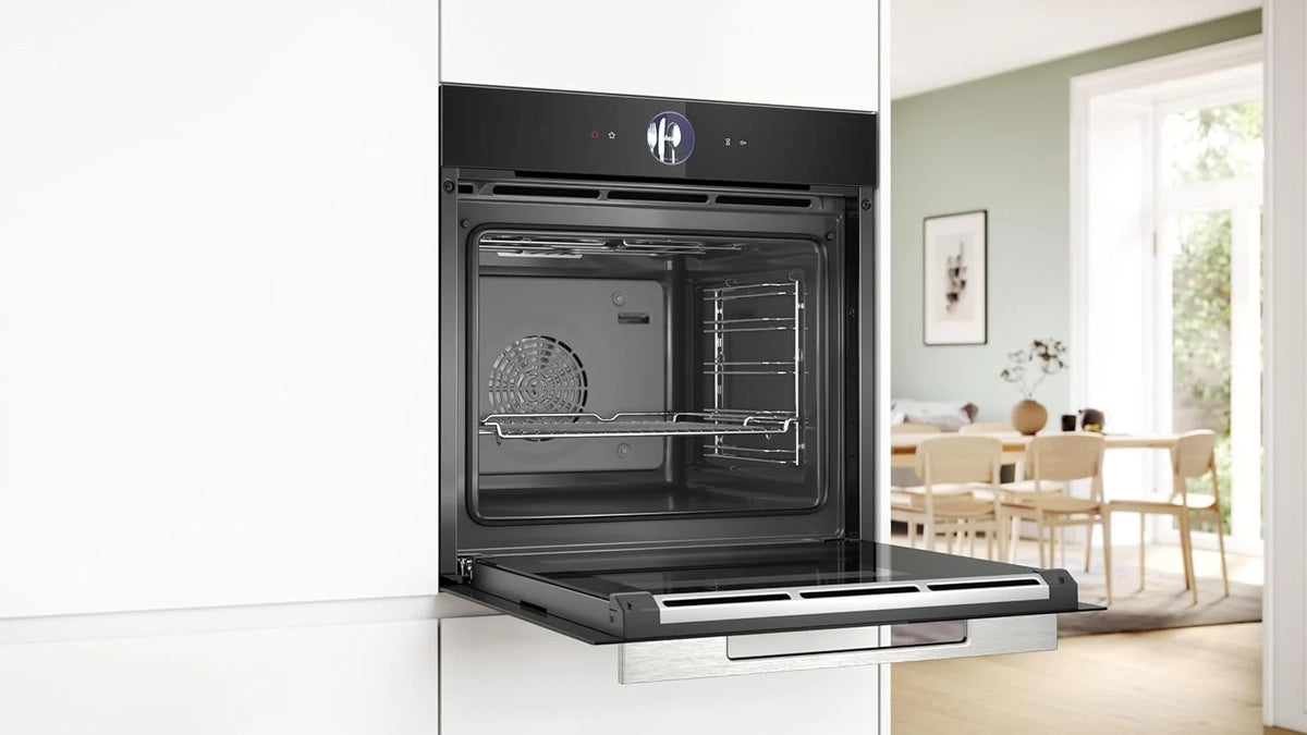 Bosch - Horno Multifunción con Vapor Añadido, 60 cm, Serie 8, Electrónica TFT TouchControl Plus, AirFry, Home Connect, Negro, HRG7361B1
