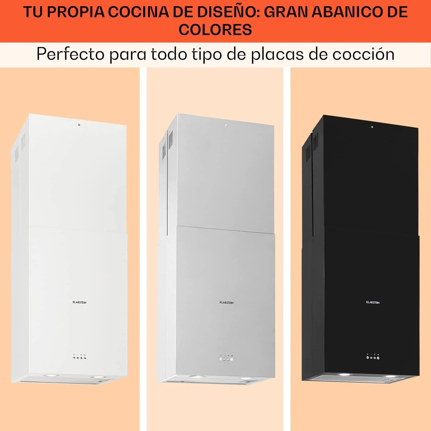 Klarstein Campana Isla Cocina, Extractor para Islas, Campana Techo Flujo Aire 641m³/h, Temporizador, Extractora Isla Regulable, Humos 3 Modos y Filtros de Carbón Activo