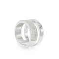 Anillo anchos de plata diseño doble y circonitas
