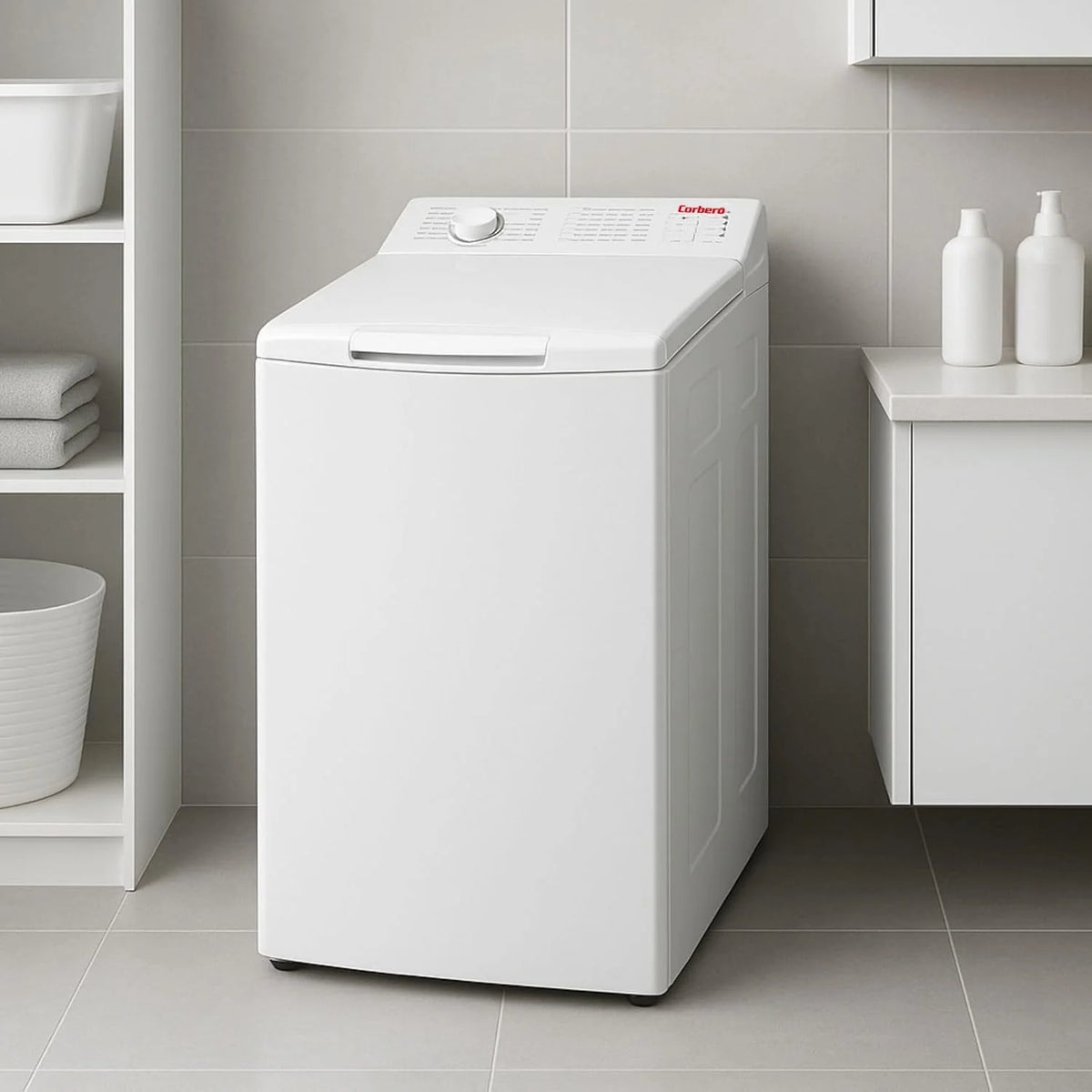 Corberó - Lavadora Carga Superior 6.5kg| CLACSM6524 | 1200 RPM | 16 Programas, Función Vapor, ECO, limpieza tambor| Inicio Diferido| Lavado Rápido | Planchado Fácil | Indicadores LED | Blanco