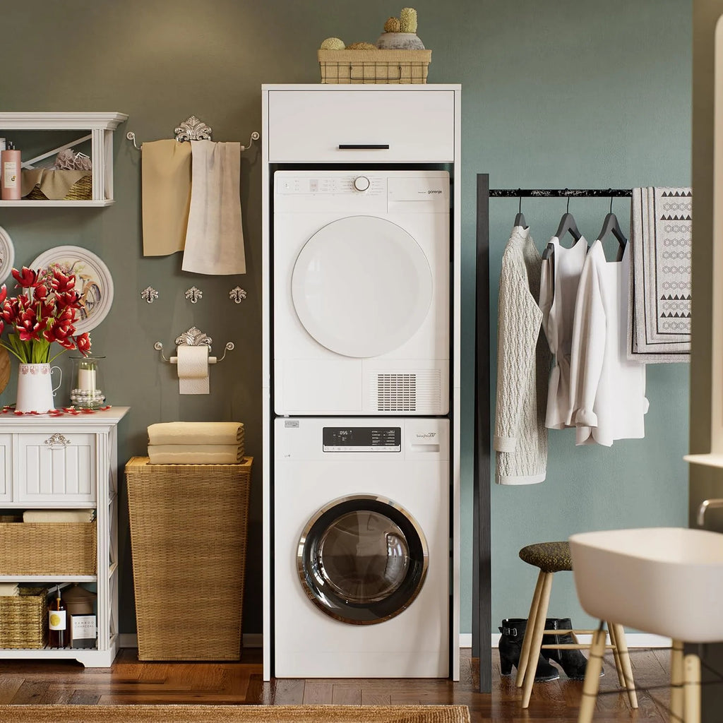 MSFE Armario para Secadora y Lavadora,Mueble Lavadora con Espacio de Almacenamiento,Estantería Organizador de Baño,Estantería para Cuarto de Baño,200 * 65 * 65 CM,Enviado en 2 Paquetes