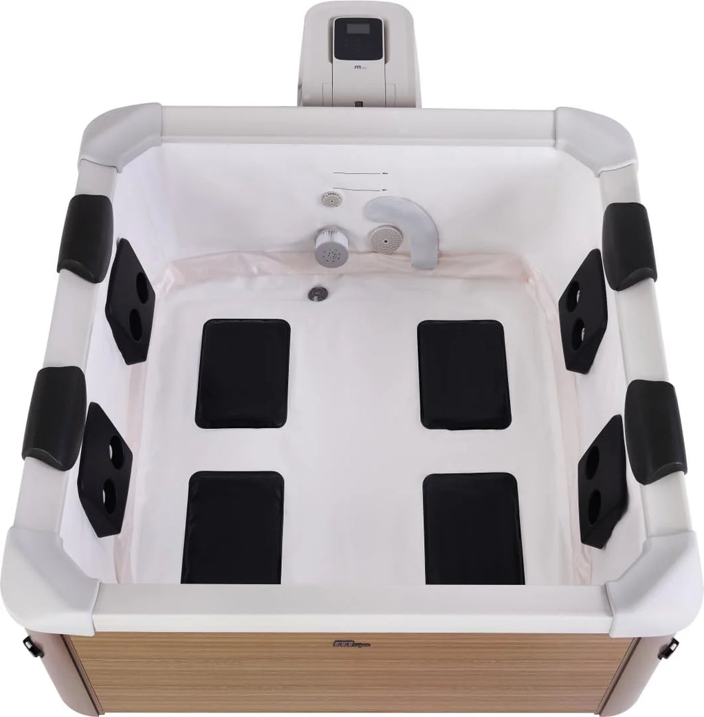 MSPA Whirlpool Oslo Amber – 160 x 160 x 65 cm – Whirlpool Hinchable para 6 Personas con 120 chorros de Masaje, 8 boquillas de hidromasaje, calefacción PTC, luz LED, desinfección de ozono y Cubierta