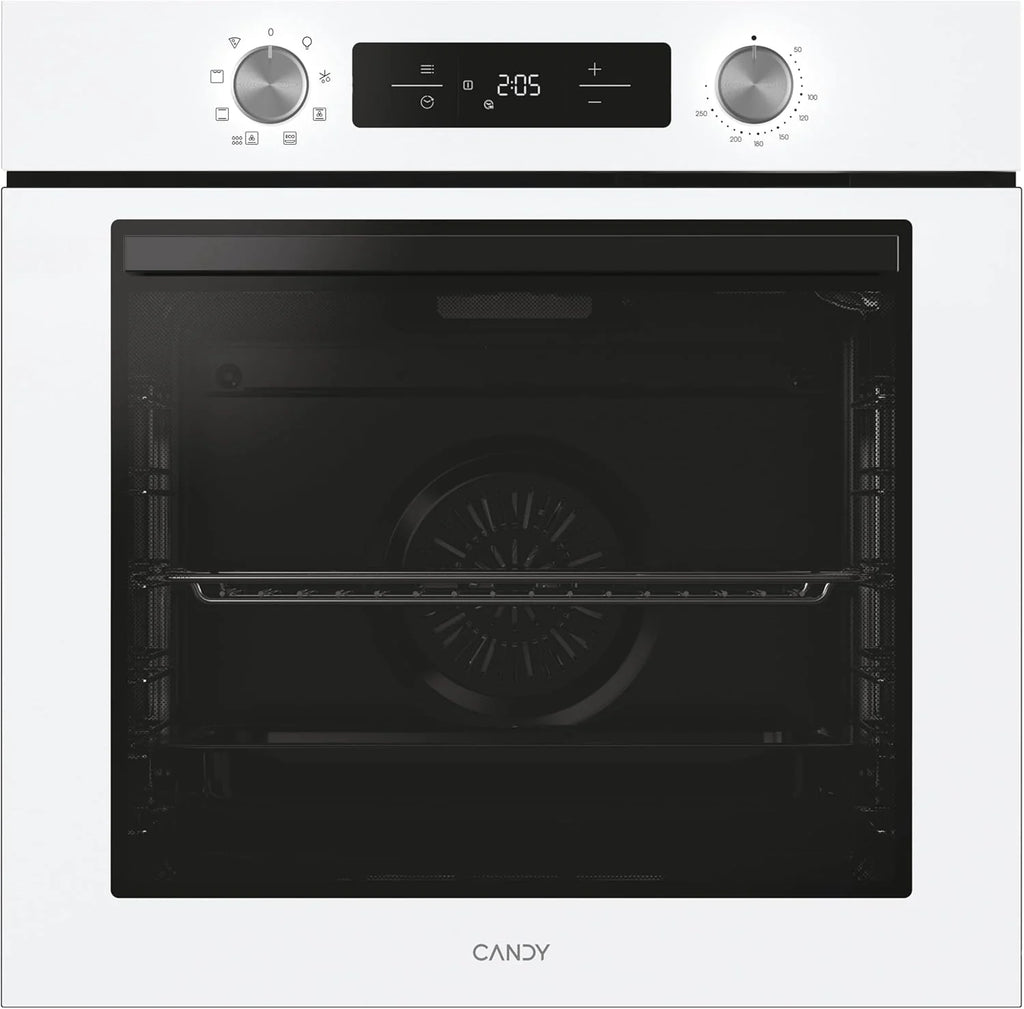 Candy Bake 600 CA6 N3T1HTW Horno Multifunción, 78L, Recetas a través de app hOn, 1 Bandeja y 1 Rejilla, Limpieza Hidrolítica, Convección + Ventilador, 9 Funciones, Ready UX, Blanco