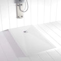 Plato de ducha Resina PLES Blanco 150x80 – Textura Pizarra – Antideslizante – Incluye rejilla y sifón