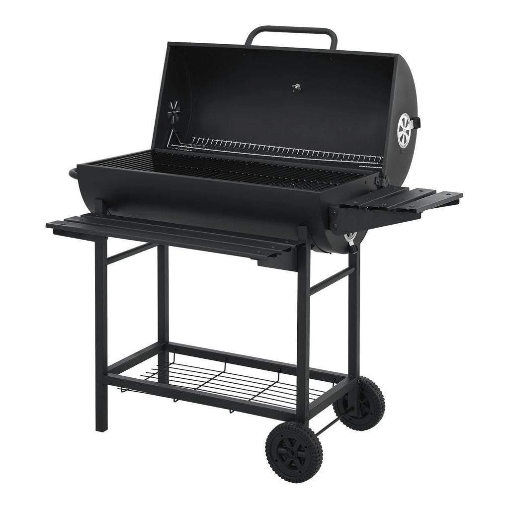 Barbacoa De Carbón Armento Con 2 Ruedas Termómetro Acero - Negro [casa.pro]