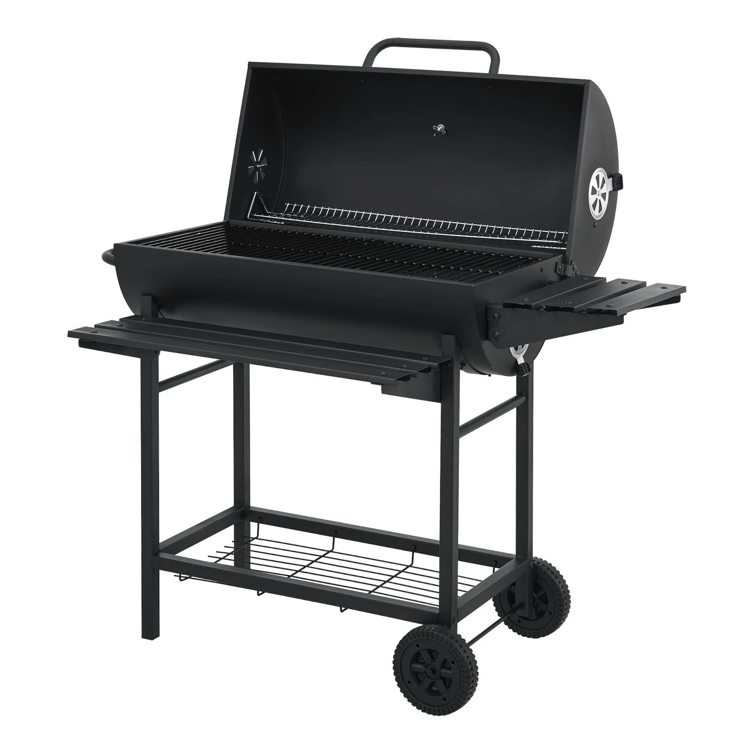 Barbacoa De Carbón Armento Con 2 Ruedas Termómetro Acero - Negro [casa.pro]