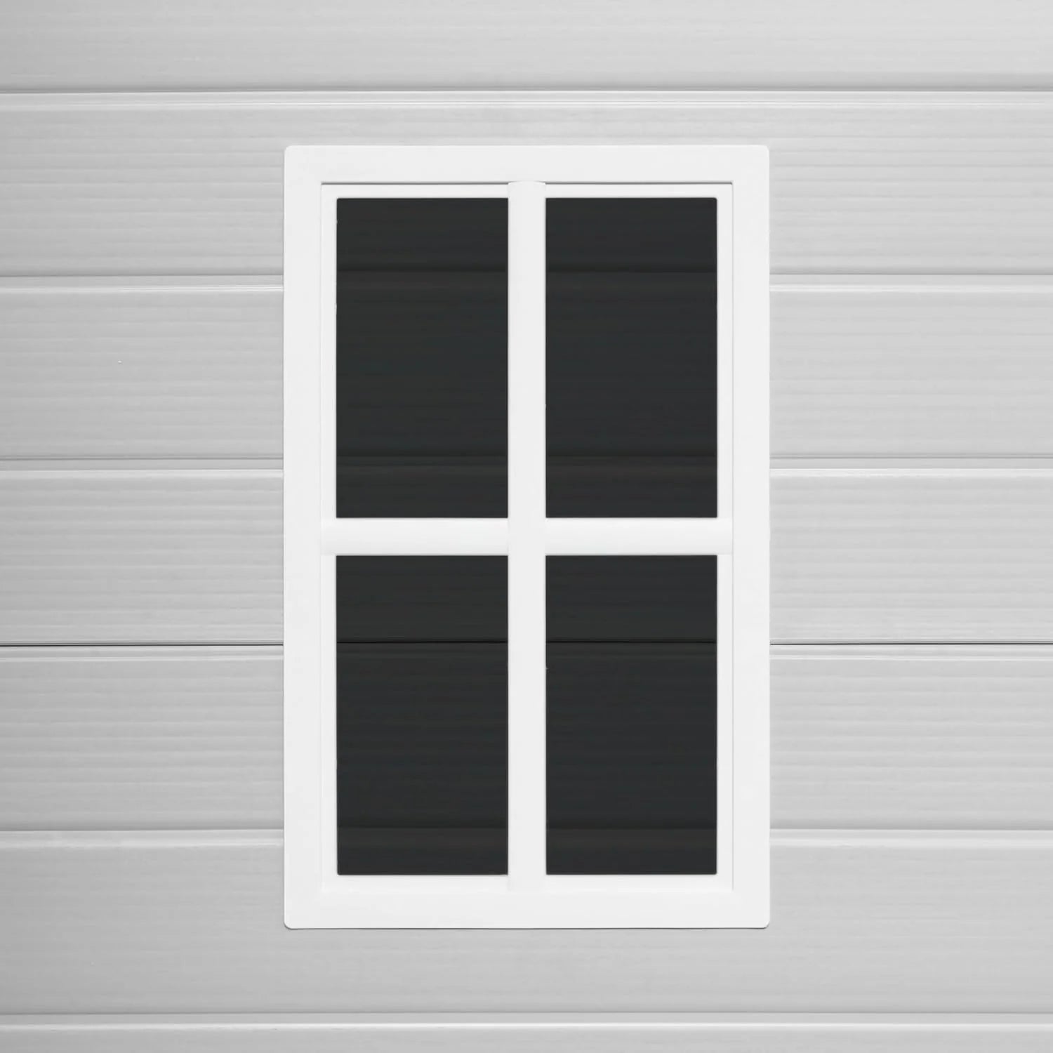 Wasabi - Caseta de Resina Jardín Unit 1.4 – Ventana Luz Natural - Suelo Incluido - Paneles 12mm de Espesor - Gris Blanco - Cobertizo PVC Almacenaje Exterior - 1,37m2 - Techo Plano