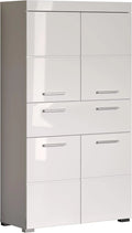 trendteam smart living Armario Alto para baño Amanda, 73 x 132 x 31 cm, en Blanco y Blanco de Brillo Intenso con cajón y abundante Espacio de Almacenamiento