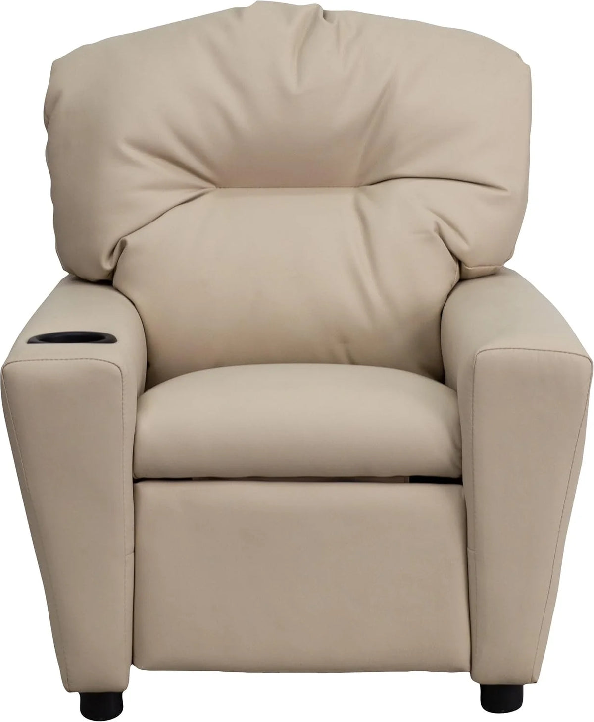 Flash Furniture Współczesny leżak dziecięcy z uchwytem na kubki, drewno, beżowy winyl, 66,04 x 53,34 x 53,34 cm