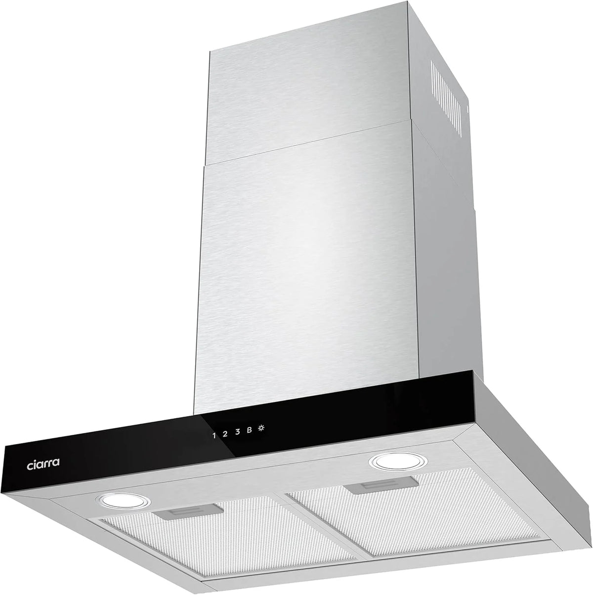 Ciarra CBCS6102 Campanas Extractora 60cm 650 m³/h - Control Táctil y Wifi - 4 Velocidades - Evacuación al Exterior y Recirculación Interna por Filtro de Carbón CBCF003 - Acero Inoxidable