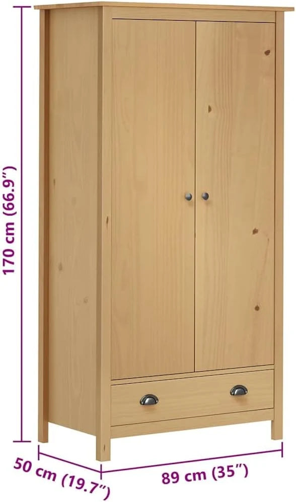 vidaXL Armario de 2 Puertas Muebles para Ropa Roperos Guardarropas de Dormitorio Organizador Colgar Almacenamiento 89x50x170 cm Blanco Madera Pino
