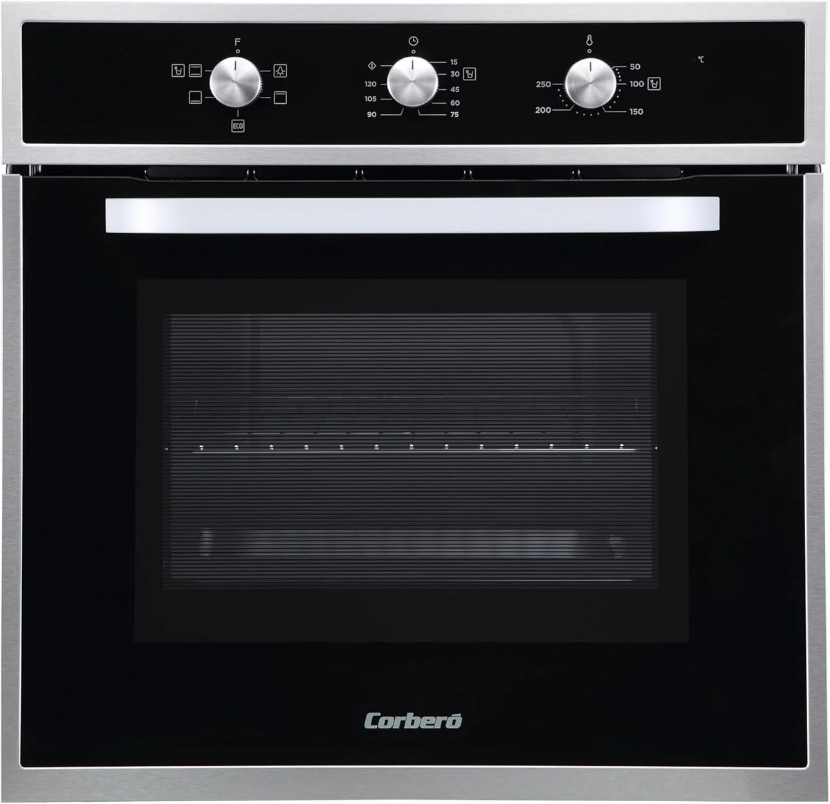 Corberó - Horno convección 70L | CCHM603X | 60x60x58 cm |Convencional con 4 Programas | Luz Interior | Limpieza Hidrólisis | Puerta Doble Cristal | 2100W | Negro perfil Inox