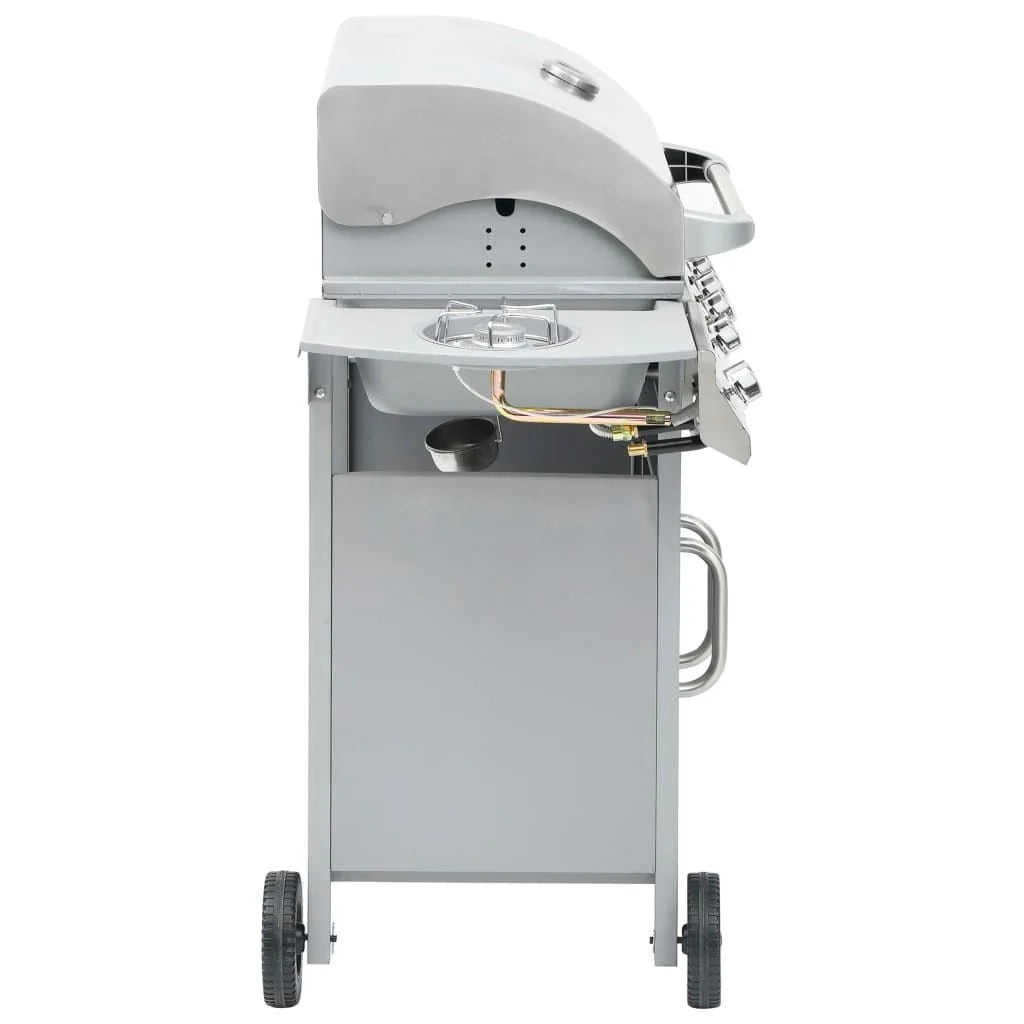 Barbacoa Grill De Gas 4+1 Quemadores Plateada Vidaxl