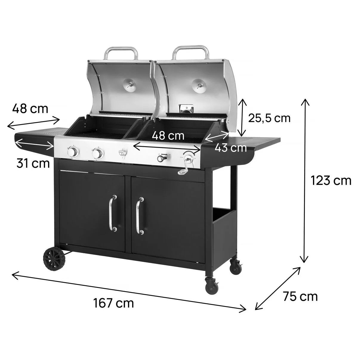 Barbacoa De Gas Y Carbón "western" 2 En 1 - Negra
