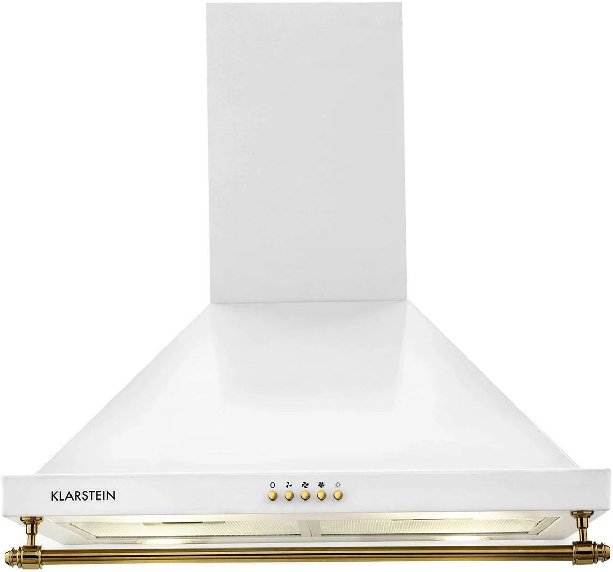 Klarstein Montblanc - Campana extractora 60 cm de pared cocina, 3 niveles, Extracción hasta 610 m³/h, Potencia 165W, Juego montaje incluido, Extractor con salida de aire, Filtro aluminio, LED, Blanco