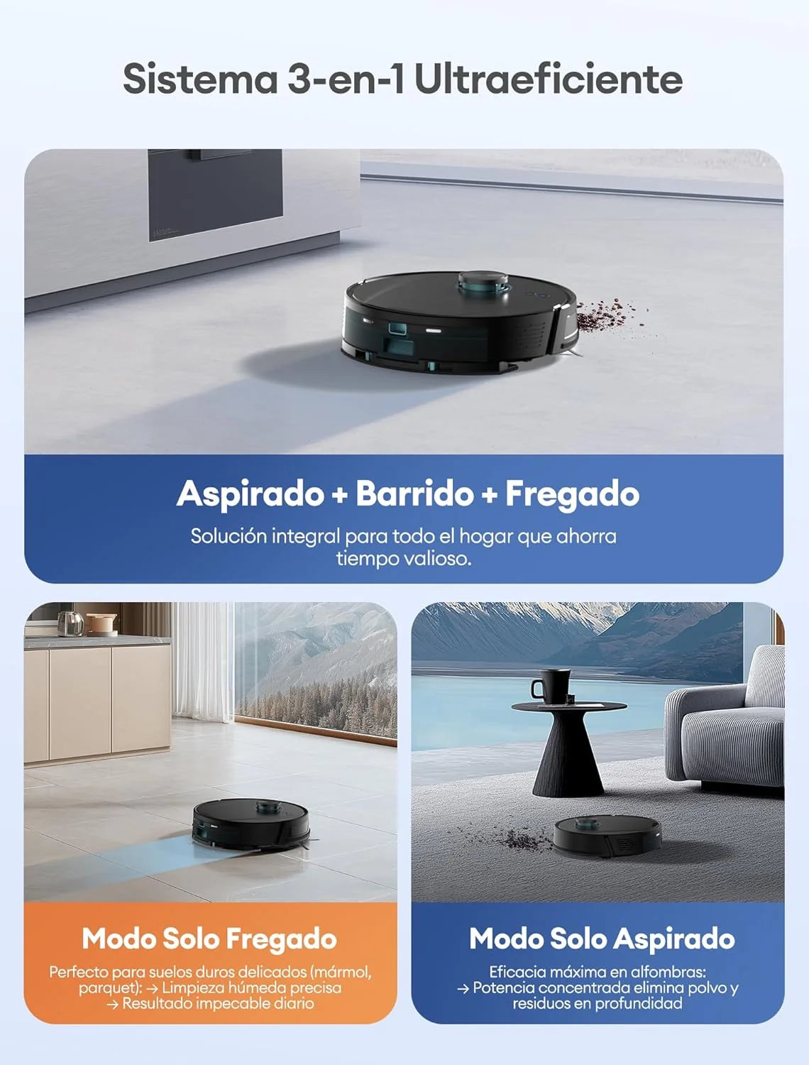 Ultenic T20 Pro Robot Aspirador Autovaciado, Evitación Mejorada, Sistema Dual Láser (Frontal + LDS) Evita Cables, Bajos, 8000Pa, 200m², Control por Voz y App, Alexa, Google Home