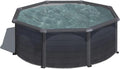 Gre KIT240GF Piscina de Acero Elevada, Redonda con Aspecto Acero Grafito, Piscinas Desmontables para Jardín, 240 x 120 cm, Kea