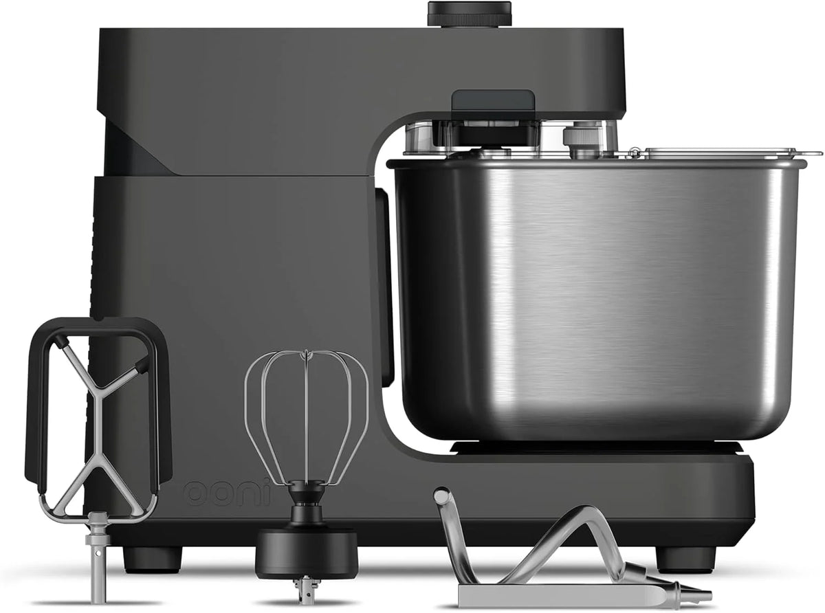 Ooni Halo Pro Mezcladora Profesional de Masa en Espiral 7,3L con Accesorios, 58 Velocidades – Ideal para Pan y Pizza – Gris Antracita