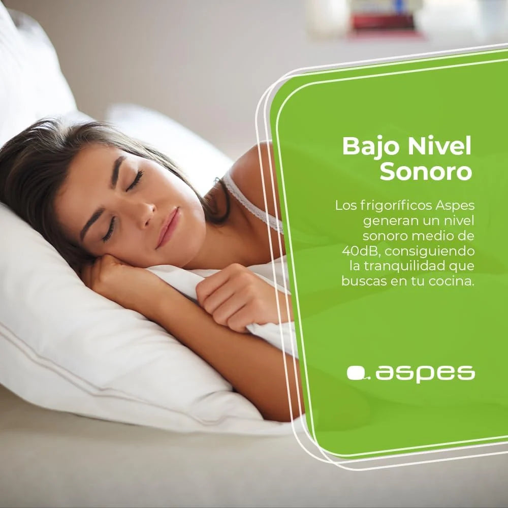 Aspes Frigorífico 2 Puertas Blanco AF145503E. Capacidad 206 Litros, Puerta Reversible, Bajo Nivel Sonoro, Eficiencia Energética Clase E