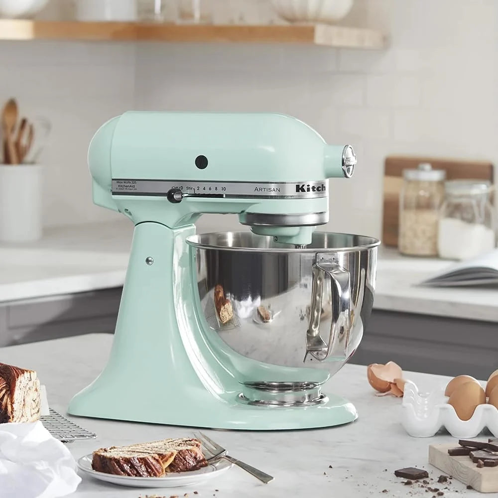 KitchenAid Batidora amasadora - Artisan - Robot de Cocina con Cabezal Inclinable - Amasadora con 5 Accesorios - Batidora de repostería con 2 boles de Acero Inoxidable - 4,8 L y 3 L - Azul hielo