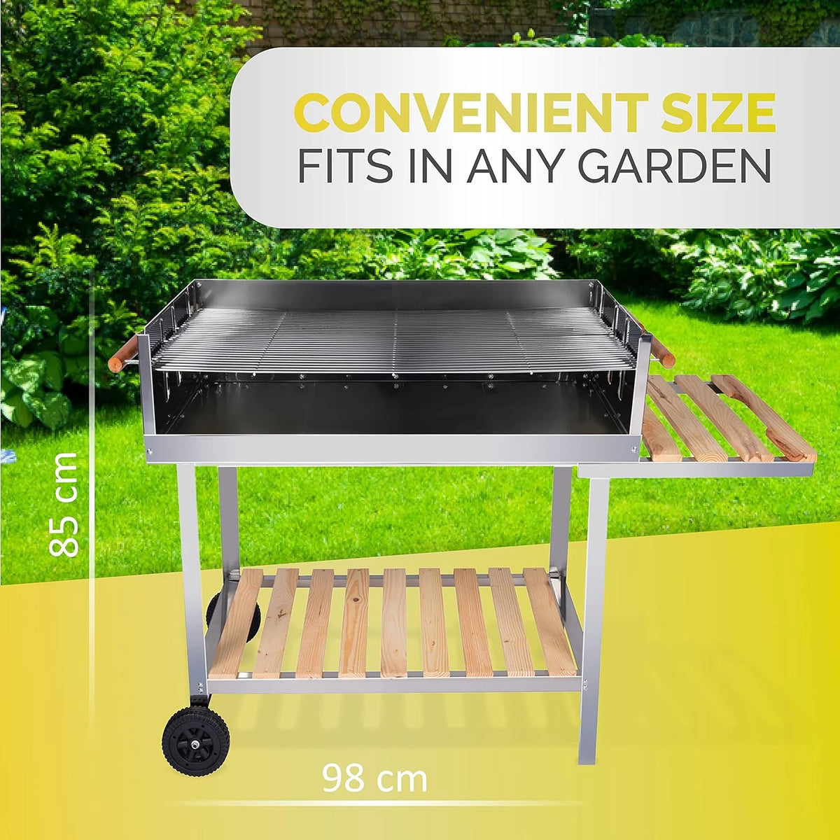 BBQ Collection Wózek grillowy na kółkach - węgiel drzewny - wózek - stal nierdzewna