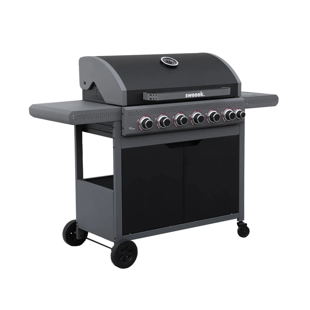 Barbacoa De Gas Edmond Negra - 6 Quemadores + 1 Fuego Lateral | Sweeek